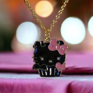 Hello Kitty Hearts & Cupcake Black & Pink Charm Dainty Necklace